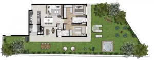  Planta de apartamento de alto padrão com ambientes bem distribuídos
