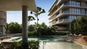  Design biofílico em apartamento de luxo com integração entre ambientes internos e externos
