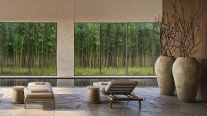 Amplo living com iluminação natural e mobiliário de design, representando o conforto, a durabilidade e a segurança de um legado imobiliário da Swell