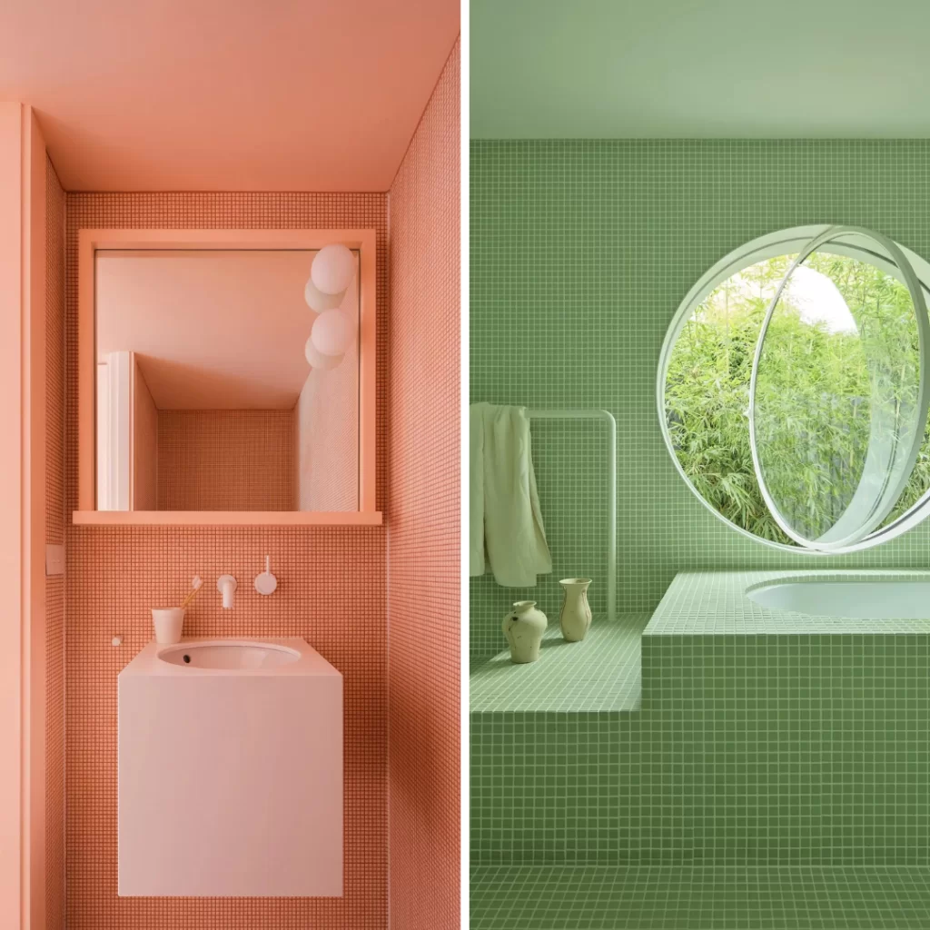 Banheiro com encharcamento de cor